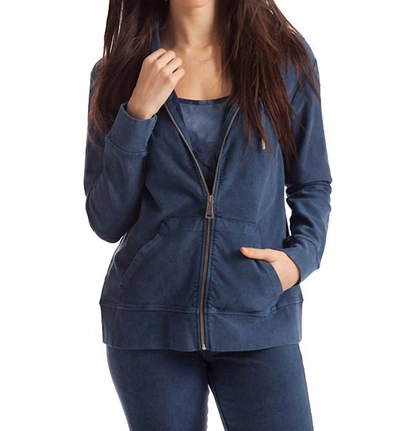French Kyss Lauren Hooded Cardigan In Charcoal In Blue