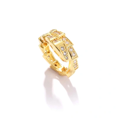 Sohi Gold Color Designer Stone Ring In Silver