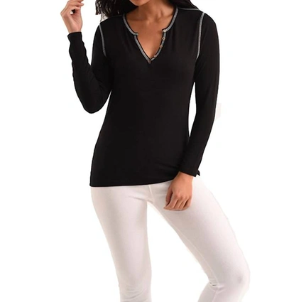French Kyss Grace Long Sleeve Top In Black White