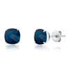 Max + Stone 14k White Gold 6mm Cushion Cut Gemstone Stud Earrings In Blue