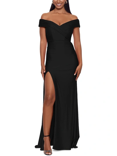 Xscape Womens Off-the-shoulder Long Evening Dress In Black