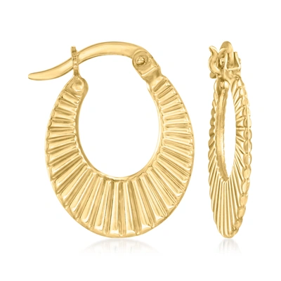 Canaria Fine Jewelry Canaria 10kt Yellow Gold Graduated Ribbed Hoop Earrings