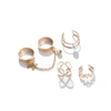Sohi Set Of 4 Gold-plated White Beaded Finger Rings In Silver