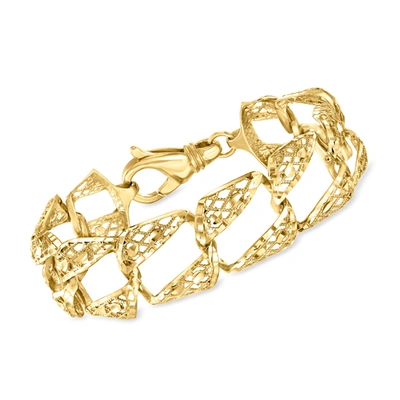 Ross-simons Italian 18kt Gold Over Sterling Openwork Square-link Bracelet