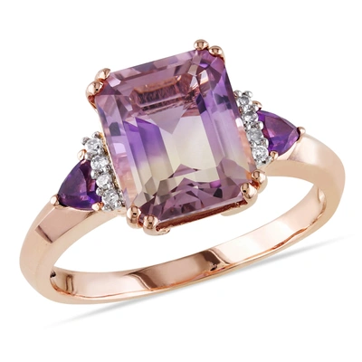 Mimi & Max 3 2/5 Ct Tgw Emerald Cut Ametrine, Amethyst And Diamond Accent Ring In Purple