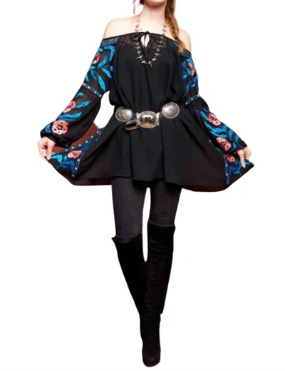 Roja Collection Field Flower Tunic In Black