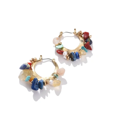 Sohi Multicoloured Contemporary Hoop Earrings In Gold