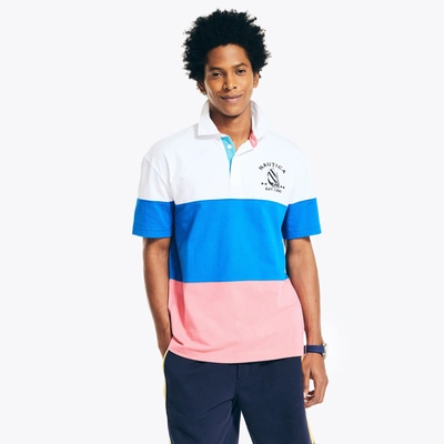 Nautica Mens Classic Fit Rugby Chest-stripe Polo In White