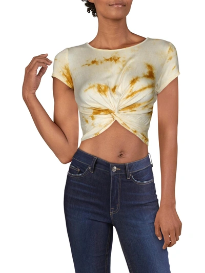 Lisa & Lucy Womens Halter Knot Front Crop Top In Yellow