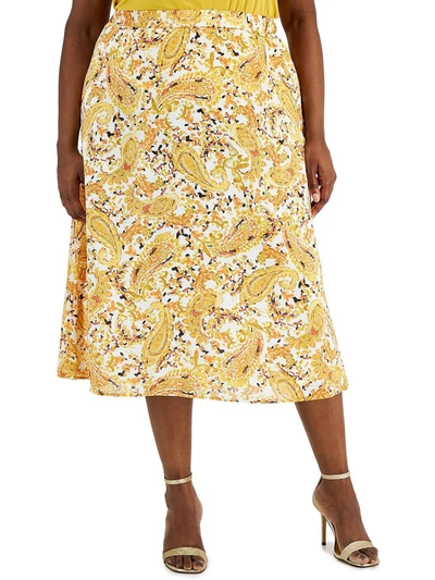 Kasper Plus Womens Paisley Long Maxi Skirt In Yellow