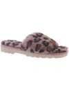Array Shasta Womens Faux Fur Lined Slip On Slide Sandals In Brown