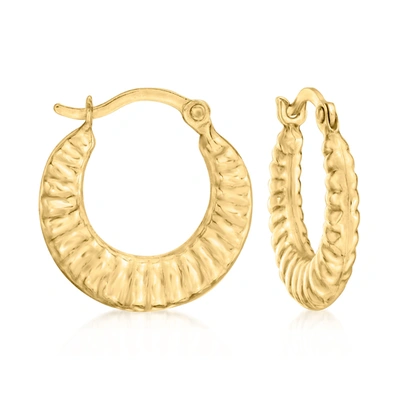 Canaria Fine Jewelry Canaria 10kt Yellow Gold Scalloped Huggie Hoop Earrings