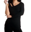 French Kyss Asymmetrical Sleeve Top In Black In Black