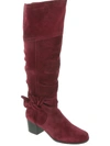 Array Sassy Womens Suede Round Toe Knee-high Boots In Black