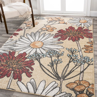 Jonathan Y Dizi Modern Botanical Wildflower  Yellow/ivory/red Runner Rug