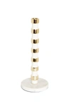 Classic Touch Decor White And Gold Taper Candle Holder On Marble Base - 12"h
