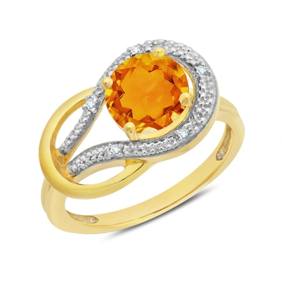 Max + Stone 10k Yellow Gold Peridot And Diamond Accent Ring Size 8 In Orange