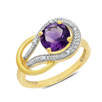 Max + Stone 10k Yellow Gold Peridot And Diamond Accent Ring Size 8 In Purple