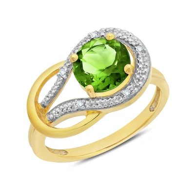 Max + Stone 10k Yellow Gold Peridot And Diamond Accent Ring Size 8 In Green
