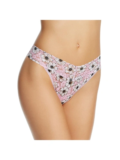 Hanky Panky Womens Lace Floral Thong Panty In White