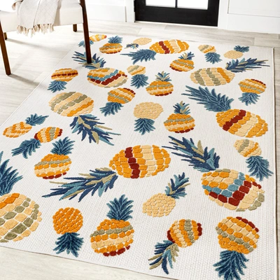 Jonathan Y Ananas Bold Pineapple High-low Indoor/outdoor Orange/navy Area Rug