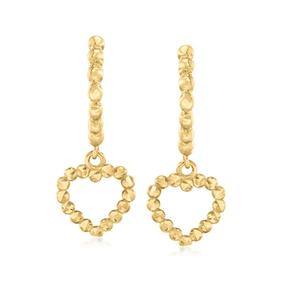 Canaria Fine Jewelry Canaria 10kt Yellow Gold Huggie Hoop Earrings With Heart Drops