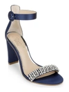 Jewel Badgley Mischka Jameson Womens Satin Rhinestone Heel Sandals In Blue