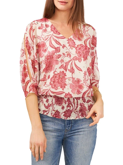 Vince Camuto Desert Summer Womens Metallic Casual Blouse In Pink