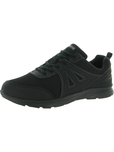 Vevo Active Sonja Womens Faux Leather Fitness Running Shoes In Black