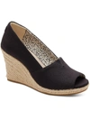 Toms Women's Michelle Recycled Peep-toe Espadrille Wedges In Black