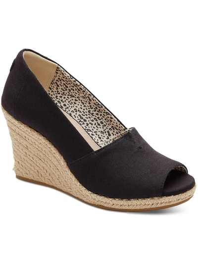 Toms Women's Michelle Recycled Peep-toe Espadrille Wedges In Black