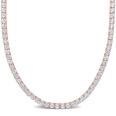 Mimi & Max 33 Ct Tgw Created White Sapphire Tennis Necklace In Rose Plated Sterling Silver