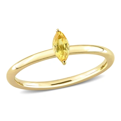 Mimi & Max 1/3 Ct Tgw Marquise Yellow Sapphire Stackable Ring In 10k Yellow Gold