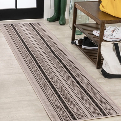 Jonathan Y Haynes Modern Double Stripe Indoor/outdoor Area Rug In Blue