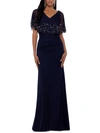 B & A BY BETSY AND ADAM WOMENS EMBELLISHED MAXI EVENING DRESS
