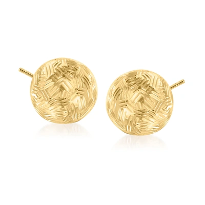 Canaria Fine Jewelry Canaria Italian 10kt Yellow Gold Diamond-cut Dome Stud Earrings