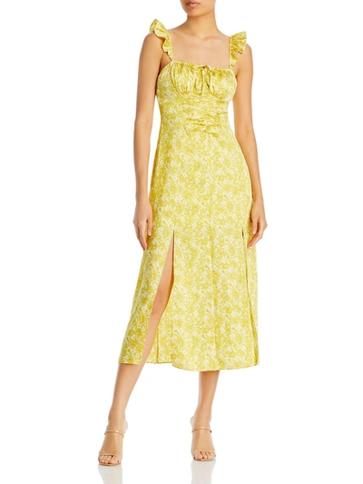 Cinq À Sept Milicent Womens Floral Printed Mid Calf Midi Dress In Multi