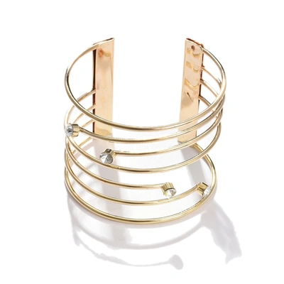 Sohi Women Gold-toned Cuff Bracelet In Silver