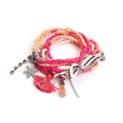 Sohi Trendy Beaded Designer Bracelet In Pink