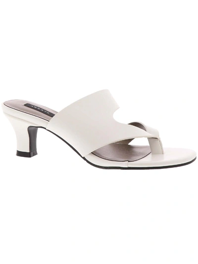 Array Arden Womens Faux Leather Thong Heel Sandals In White