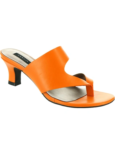Array Arden Womens Faux Leather Thong Heel Sandals In Orange