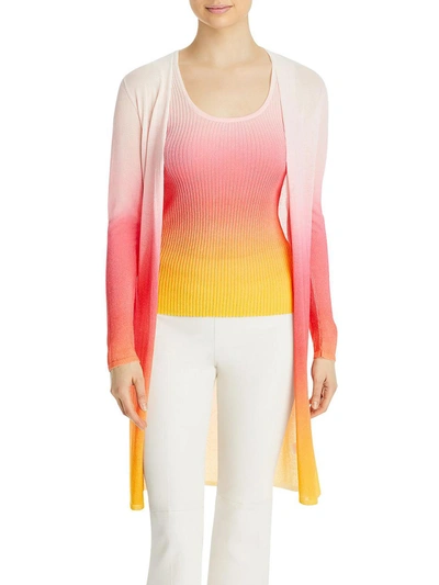 T Tahari Womens Two-tone Open-front Cardigan Sweater In Pink