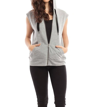 French Kyss Madison Hooded Vest In Gray In Grey