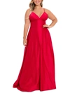 B & A BY BETSY AND ADAM PLUS WOMENS SATIN FORMAL EVENING DRESS