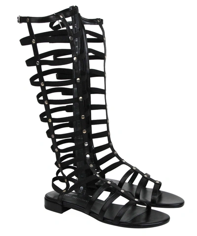 Stuart Weitzman Women's Gladiator Nappa Leather Elastic Stretch Boots In Black