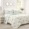 LUSH DECOR BOTANICAL BIRD AND FLOWER OVERSIZED REVERSIBLE QUILT MULTI 3PC SET KING