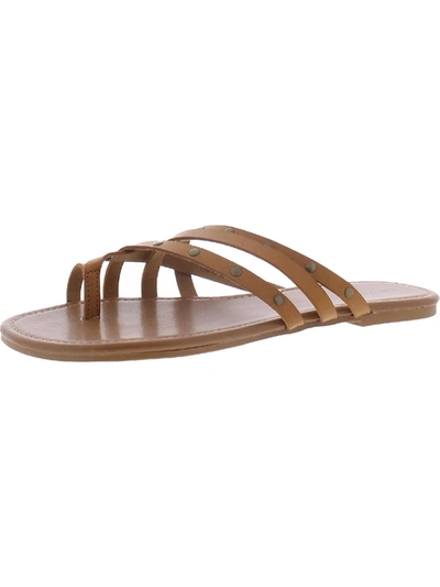 Arizona Jeans Co. Glori Womens Toe Loop Studded Flat Sandals In Brown