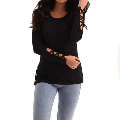 French Kyss Arielle Long Sleeve Top In Black