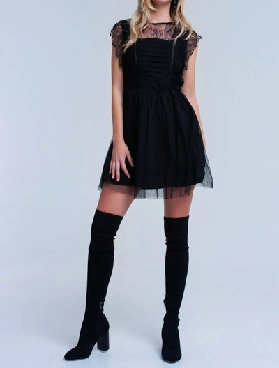 Q2 Lace Mini Dress In Black