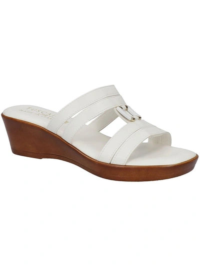 Tuscany By Easy Street® Anzola Womens Faux Leather Open Toe Wedge Sandals In White